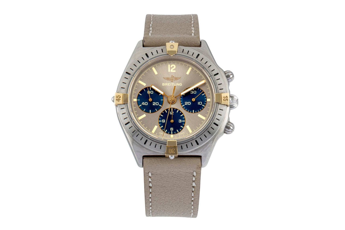 Breitling Callisto Chronograph Stahl vergoldet Handaufzug Herrenuhr