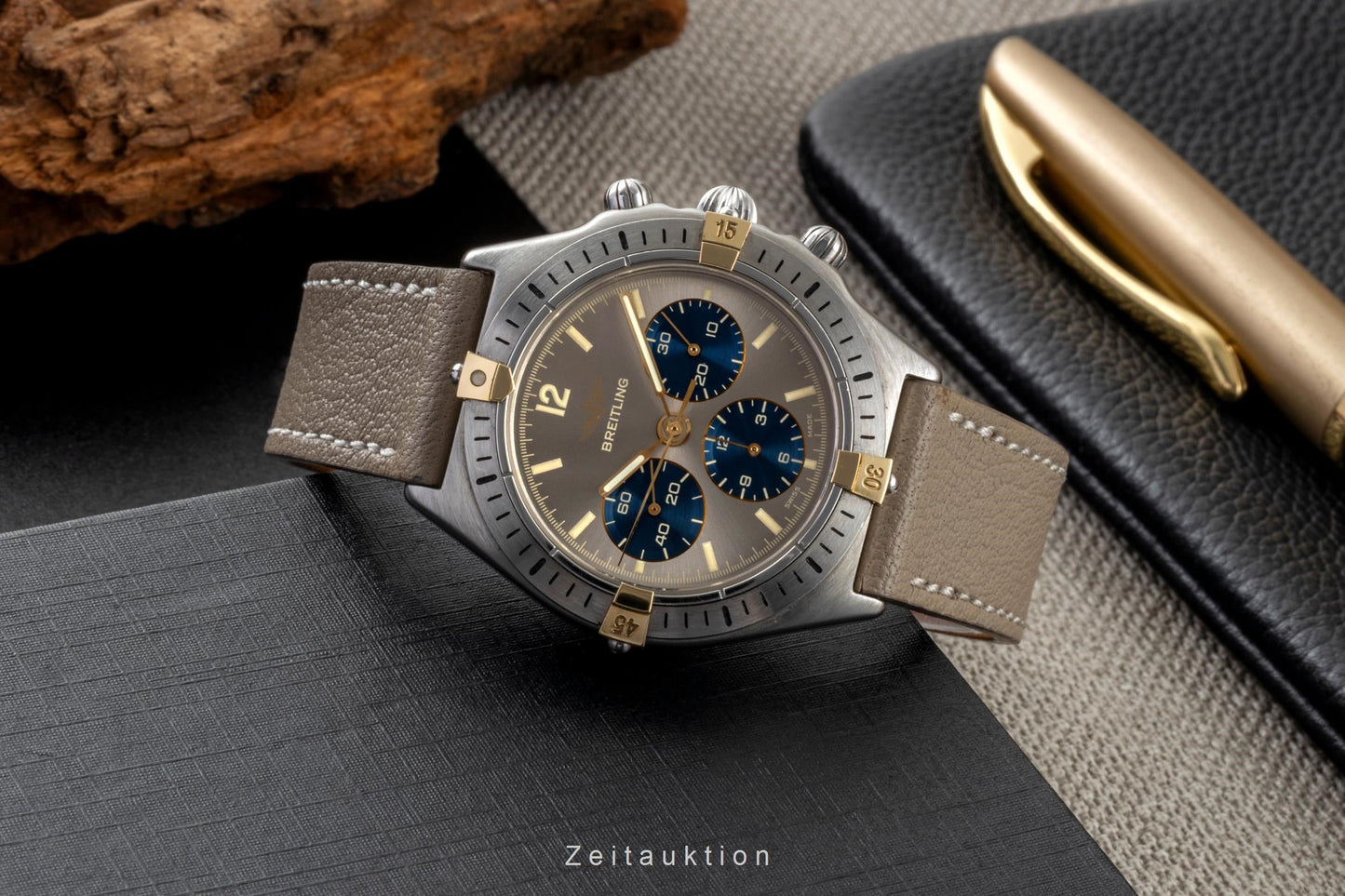 Breitling Callisto Chronograph Stahl vergoldet Handaufzug Herrenuhr