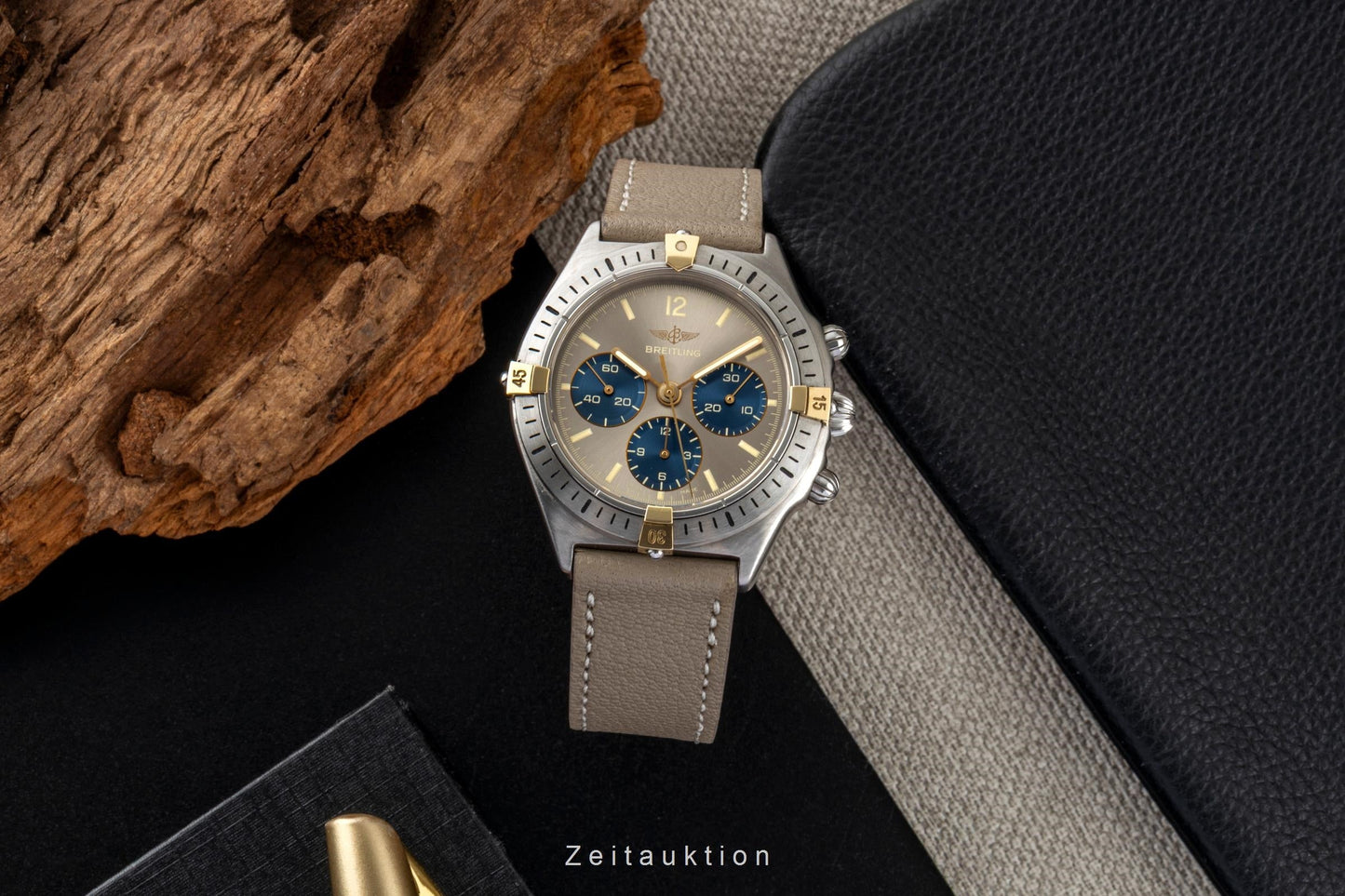 Breitling Callisto Chronograph Stahl vergoldet Handaufzug Herrenuhr