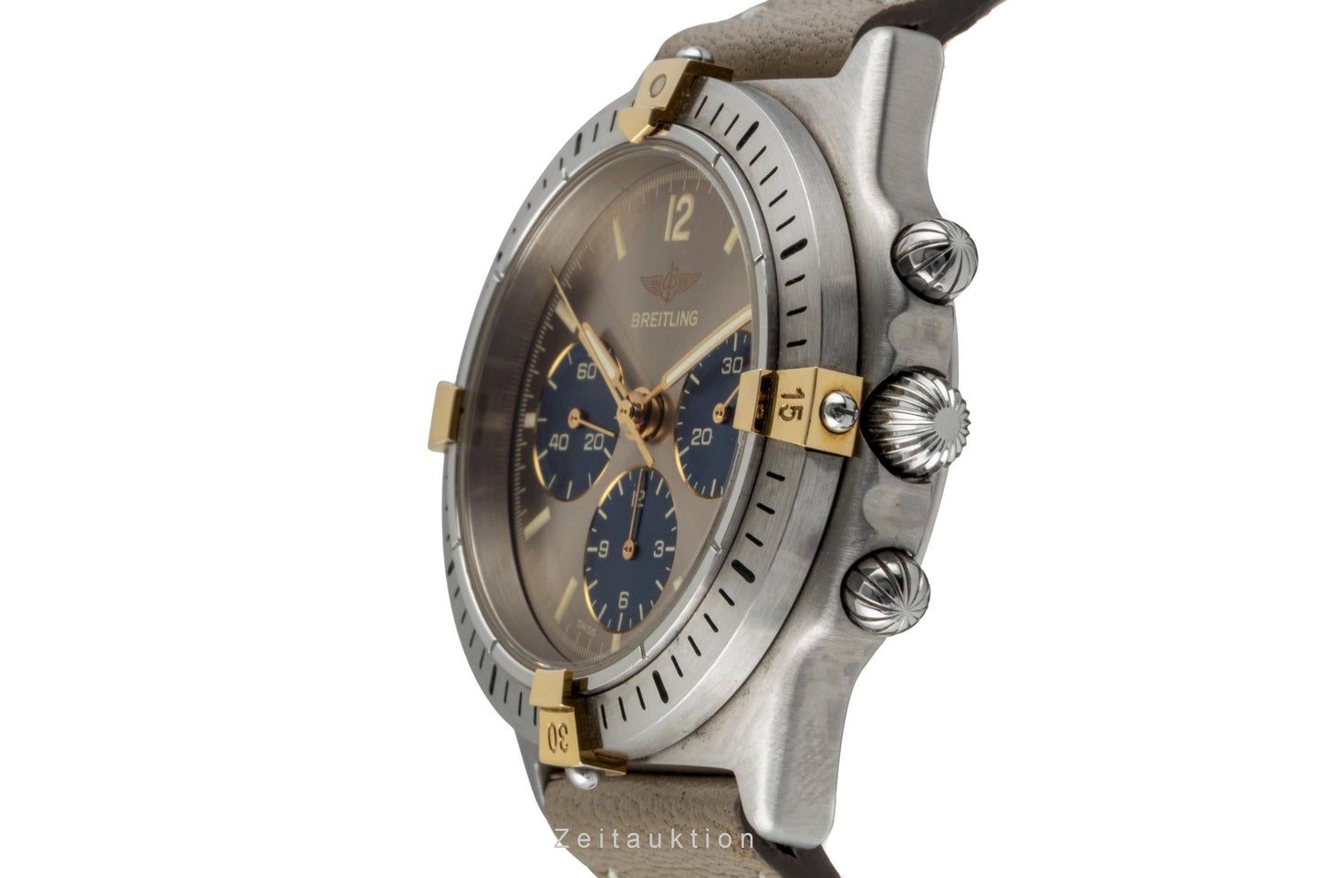 Breitling Callisto Chronograph Stahl vergoldet Handaufzug Herrenuhr