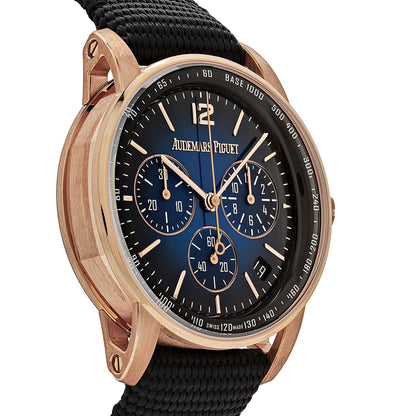Audemars Piguet Code 11.59 26393OR.OO.A002KB.03 Selfwinding Chronograph Rose Gold Blue Dial