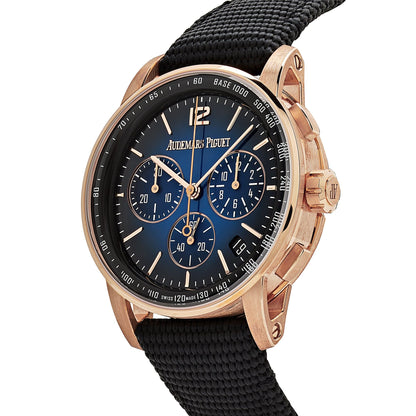 Audemars Piguet Code 11.59 26393OR.OO.A002KB.03 Selfwinding Chronograph Rose Gold Blue Dial