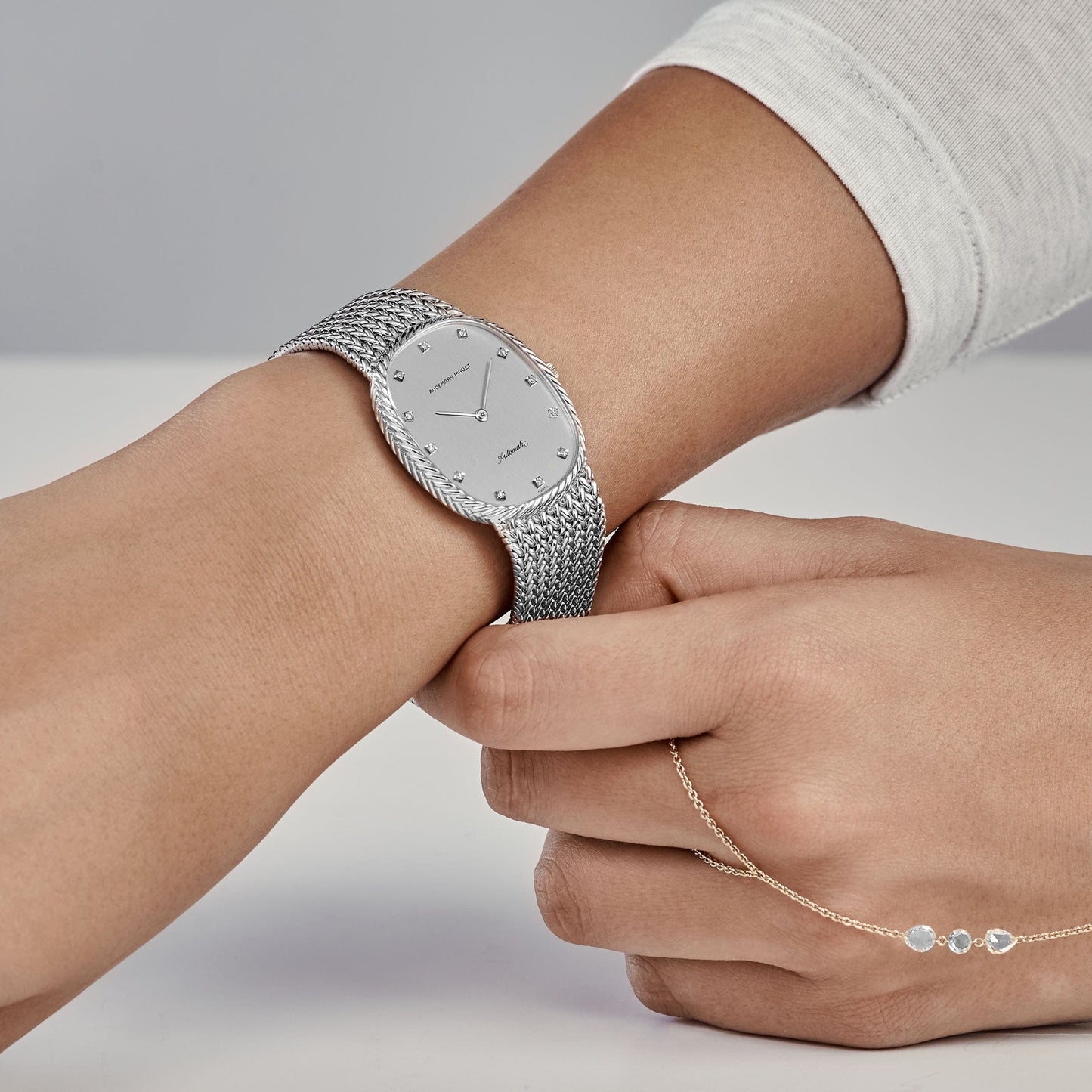 Audemars Piguet Jumbo Ellipse White Gold Silver Diamond Dial Automatic