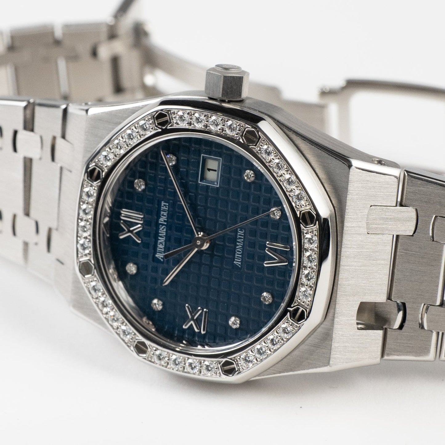 Audemars Piguet Royal Oak 15088ST.ZZ.0789ST.01 'Ladies' Stainless Steel Blue Diamond Dial Diamond Bezel