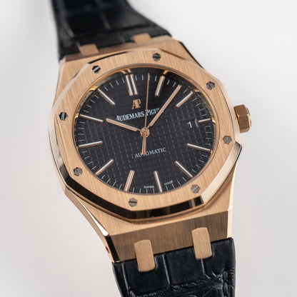 Audemars Piguet Royal Oak 15400OR.OO.D002CR.01 Rose Gold Black Dial (2017)