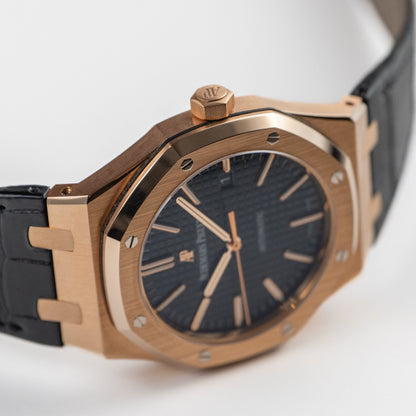 Audemars Piguet Royal Oak 15400OR.OO.D002CR.01 Rose Gold Black Dial (2017)