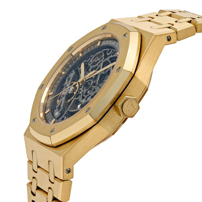 Audemars Piguet Royal Oak 15407BA.OO.1220BA.01 Double Balance Wheel Yellow Gold Openworked Dial