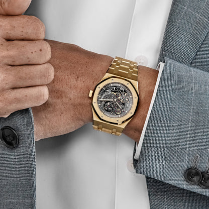 Audemars Piguet Royal Oak 15407BA.OO.1220BA.01 Double Balance Wheel Yellow Gold Openworked Dial