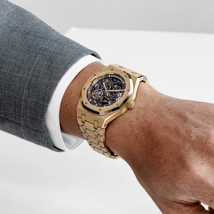 Audemars Piguet Royal Oak 15407BA.OO.1220BA.01 Double Balance Wheel Yellow Gold Openworked Dial