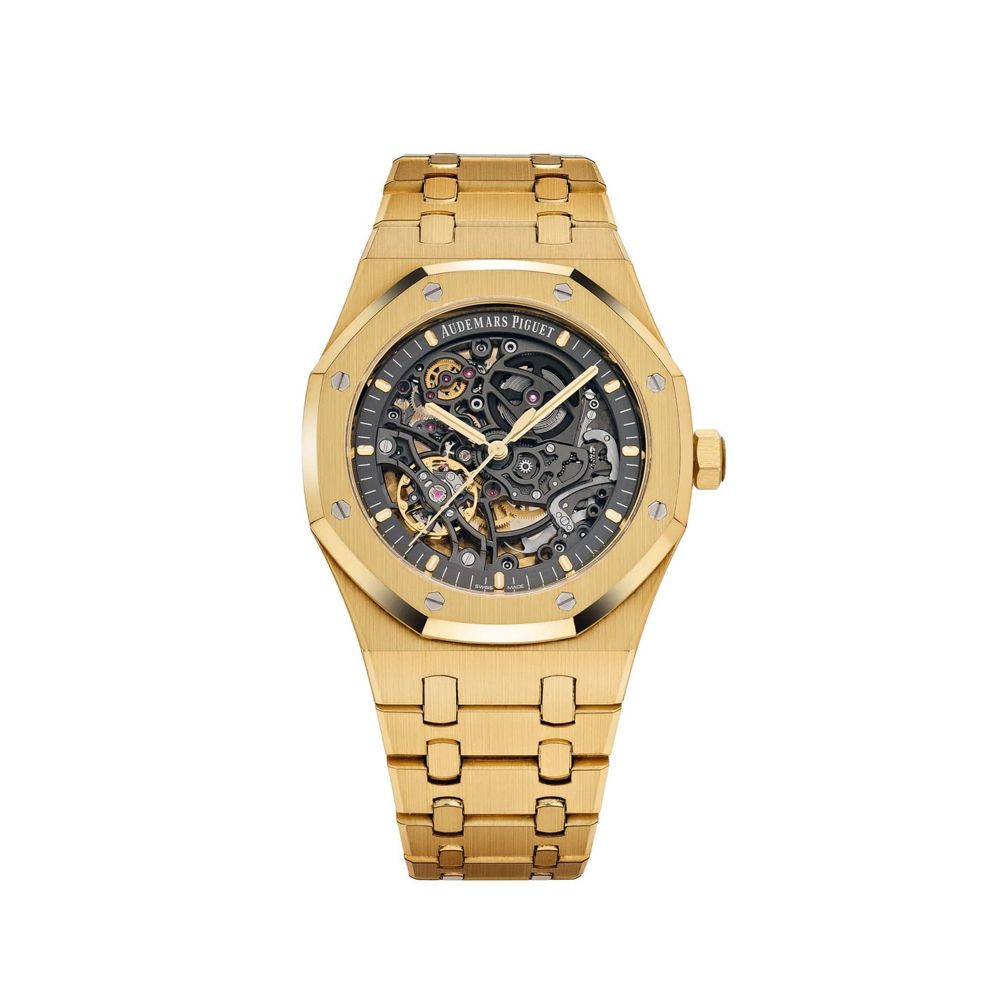 Audemars Piguet Royal Oak 15407BA.OO.1220BA.01 Double Balance Wheel Yellow Gold Openworked Dial