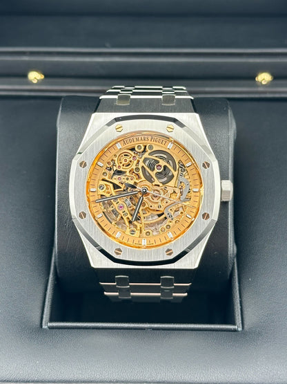 Audemars Piguet Royal Oak 15407ST.OO.1220ST.02 Double Balance Wheel Openworked Stainless Steel Pink Gold-Toned Dial (2024)
