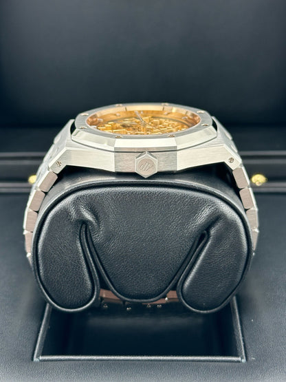 Audemars Piguet Royal Oak 15407ST.OO.1220ST.02 Double Balance Wheel Openworked Stainless Steel Pink Gold-Toned Dial (2024)