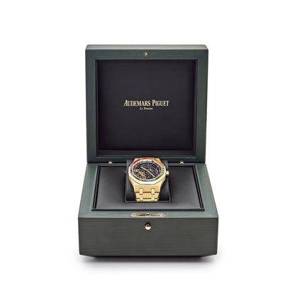 Audemars Piguet Royal Oak 15412BA.YG.1224BA.01 Frosted Yellow Gold Double Balance Wheel Rainbow Bezel