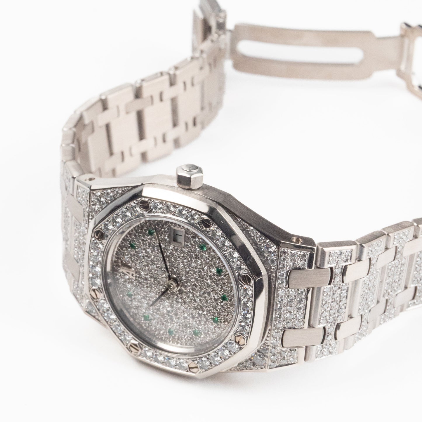 Audemars Piguet Royal Oak 14587BC 'Ladies' White Gold Diamond Emerald Set Dial Quartz (1995)