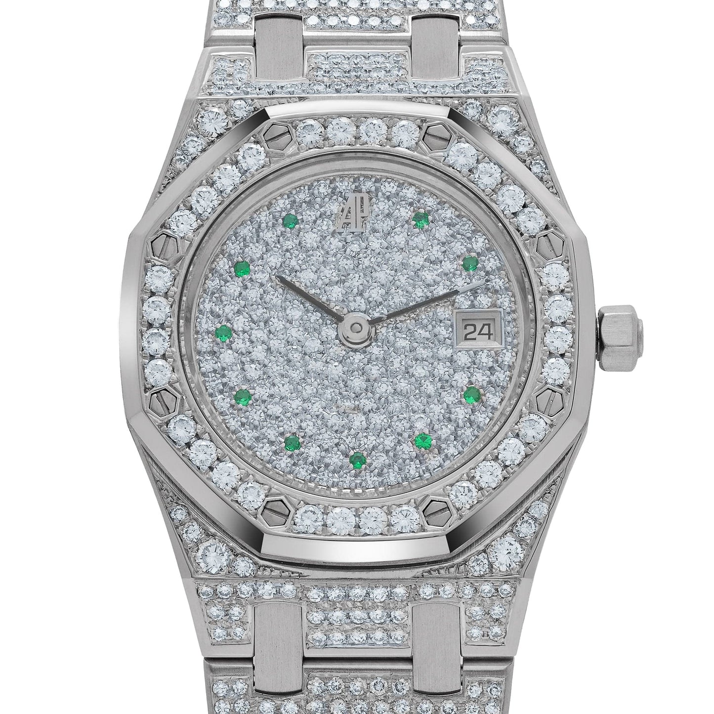 Audemars Piguet Royal Oak 14587BC 'Ladies' White Gold Diamond Emerald Set Dial Quartz (1995)
