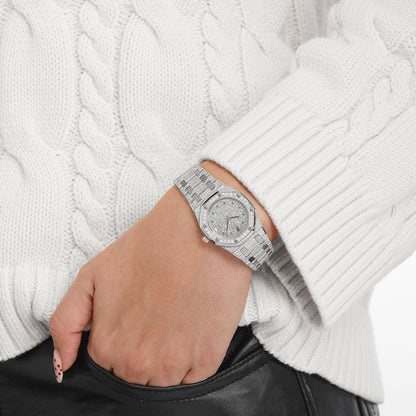 Audemars Piguet Royal Oak 14587BC 'Ladies' White Gold Diamond Emerald Set Dial Quartz (1995)