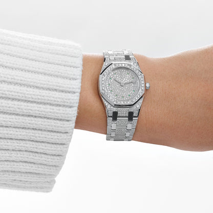 Audemars Piguet Royal Oak 14587BC 'Ladies' White Gold Diamond Emerald Set Dial Quartz (1995)