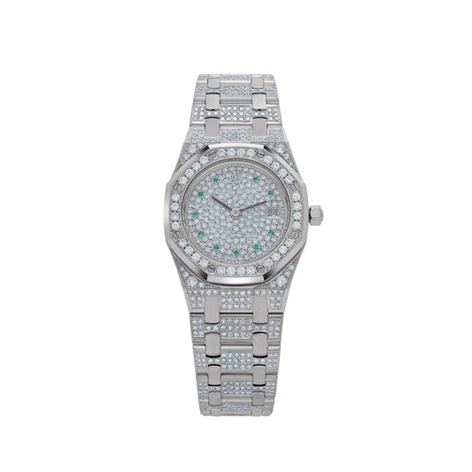 Audemars Piguet Royal Oak 14587BC 'Ladies' White Gold Diamond Emerald Set Dial Quartz (1995)